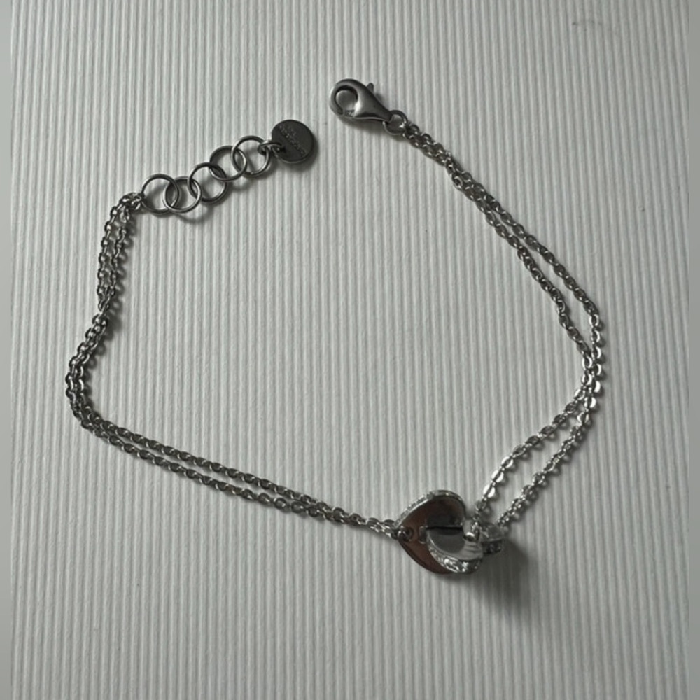 BROSWAY bracelet silver pleated with double heart - pre loved - fair conditions
